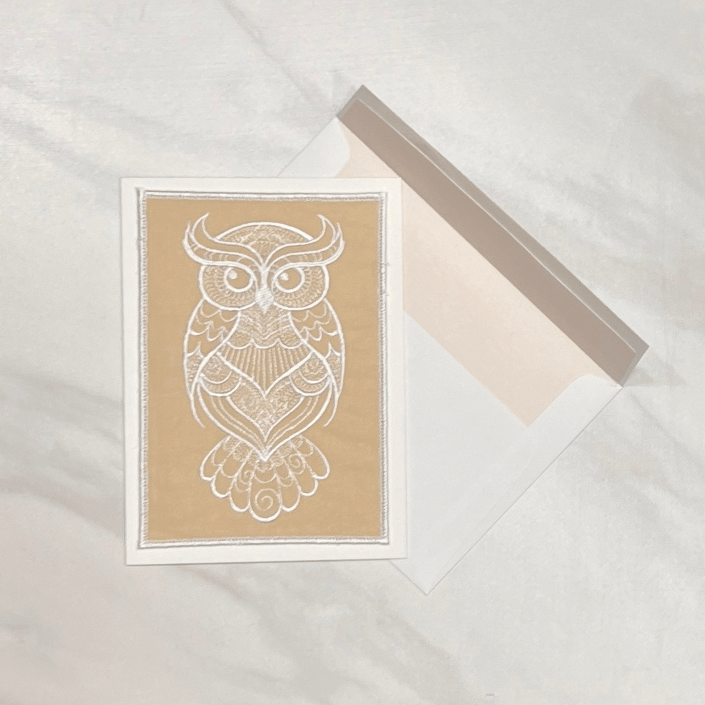 A7 Embroidered Owl Folded Note Card
