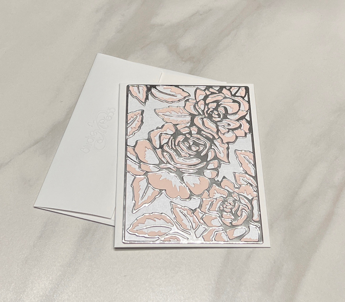 A2 Pink & Silver Rose/Pearl Note