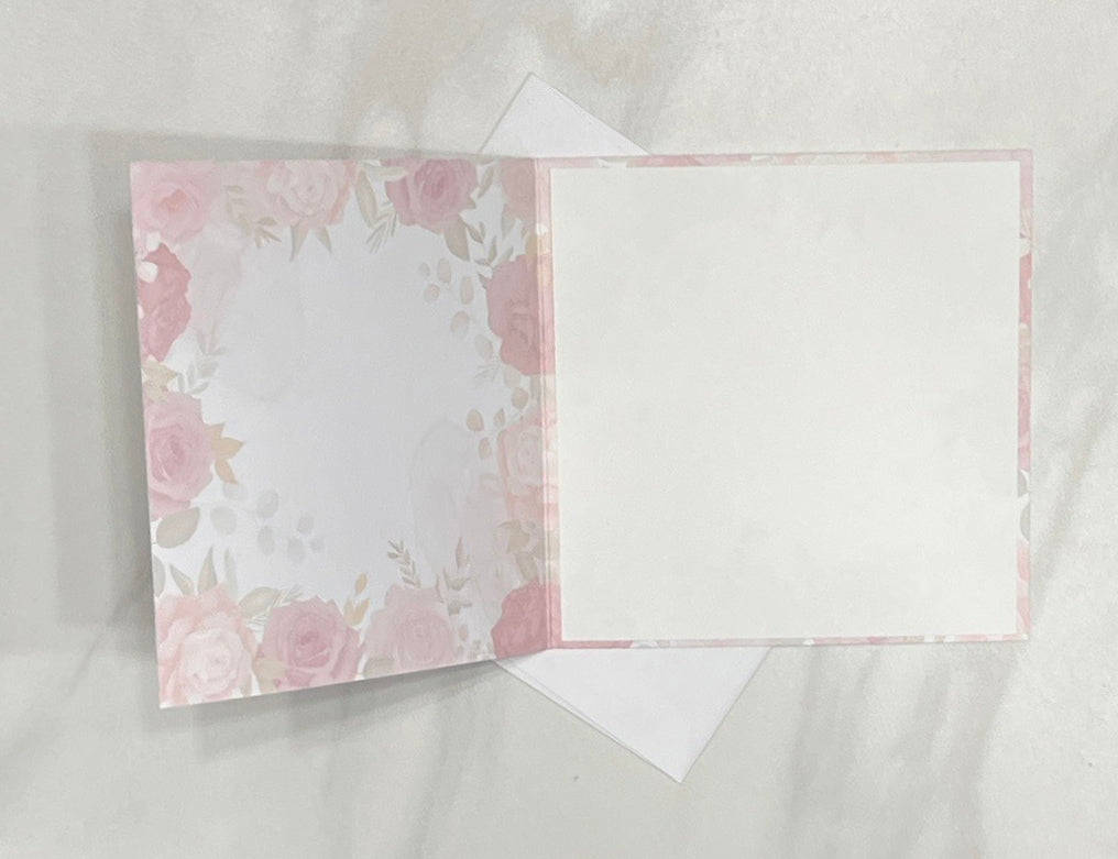 Square, Roses & Rose Gold Congratulations Card (5-1/4" square)