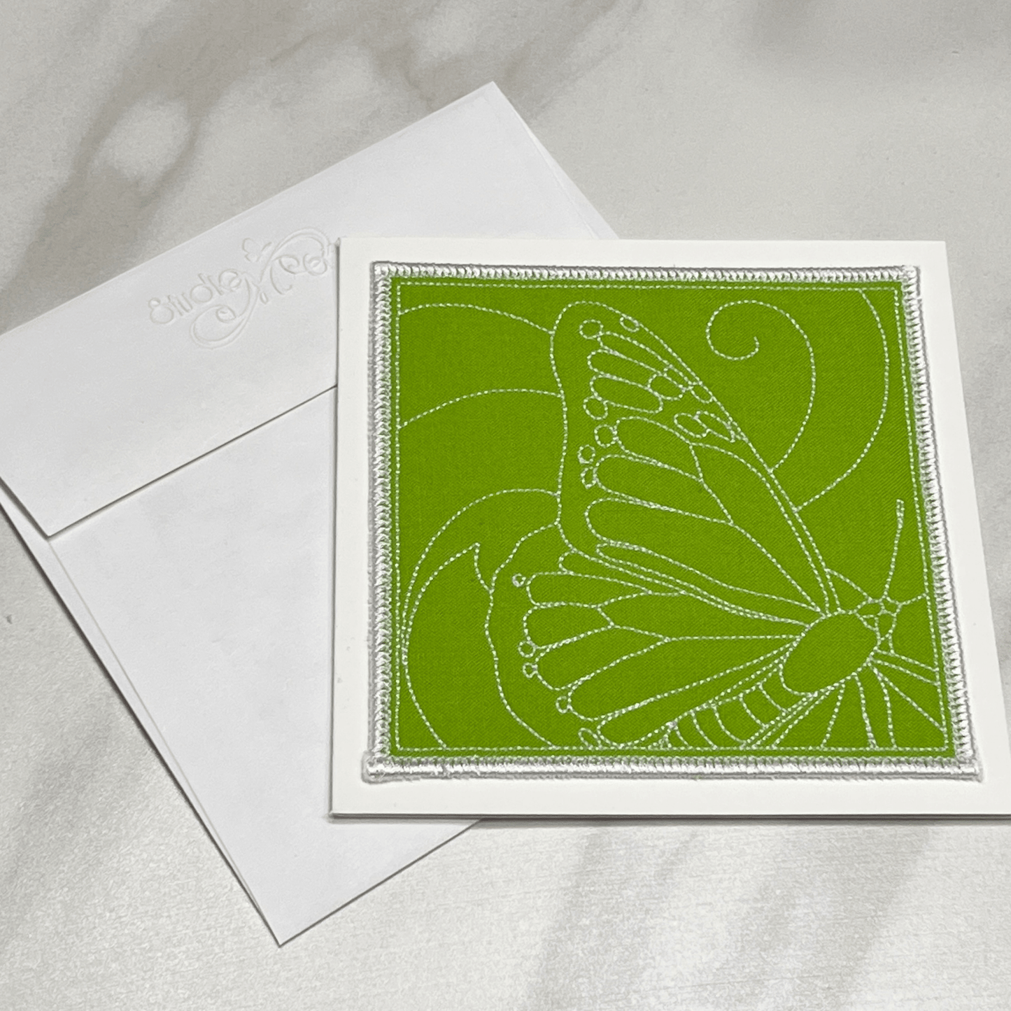 5" Square Embroidered Large Butterfly Card