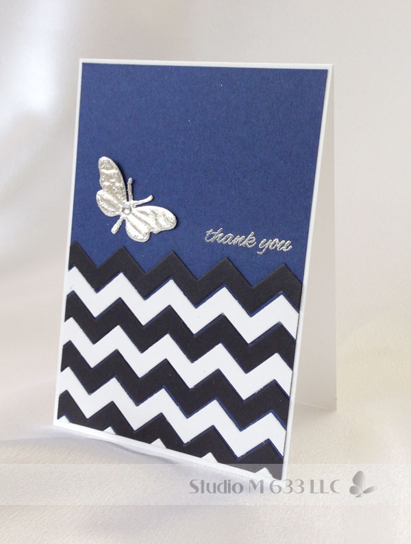 Chevron Butterfly Thank You (Silver Leaf)--StudioM633.com