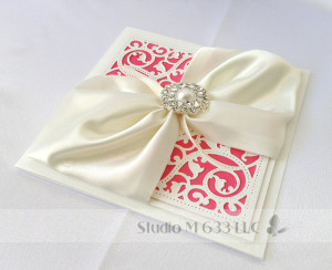 Elegant Bridal Greeting (coral/cream)--StudioM633.com