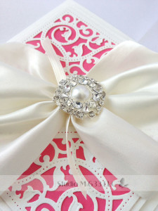 Elegant Bridal Greeting (coral/cream) -- StudioM633.com